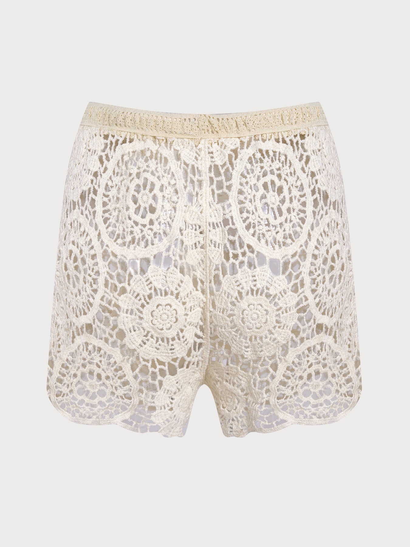 Shorts de Crochet Calado Texturizado en Durazno