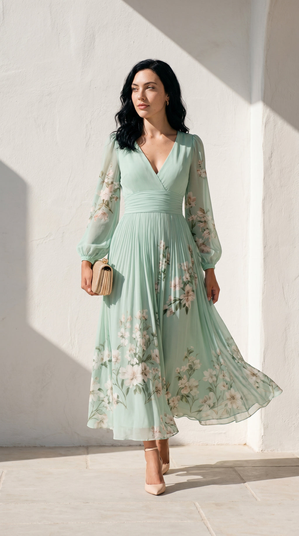 Altea | Vestido midi en verde salvia