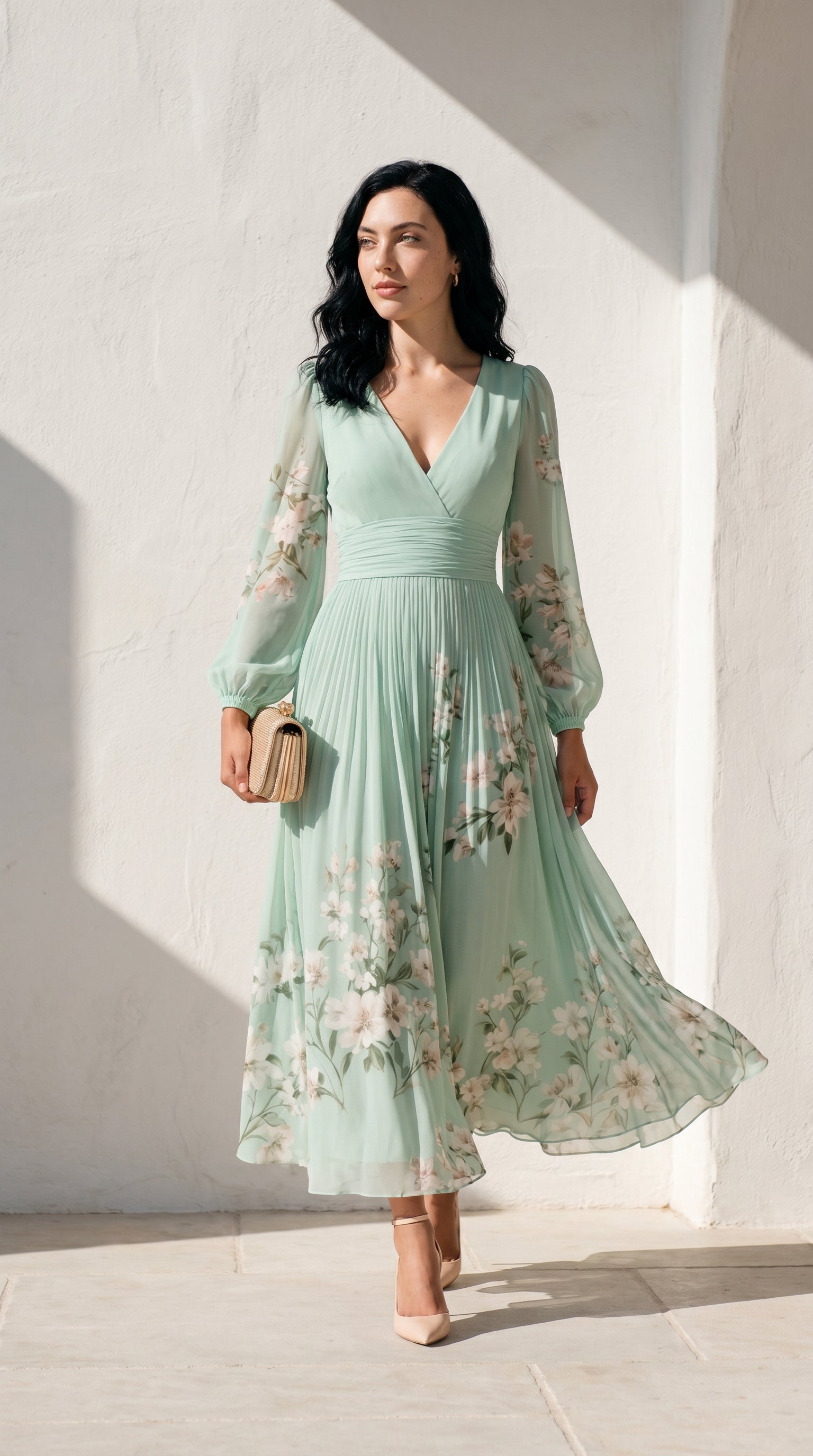 Altea | Vestido midi en verde salvia